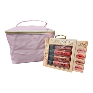 NEW Ellen Tracy Ultra Matte Liquid Lip Rosey Nudes + Cosmetic Bag